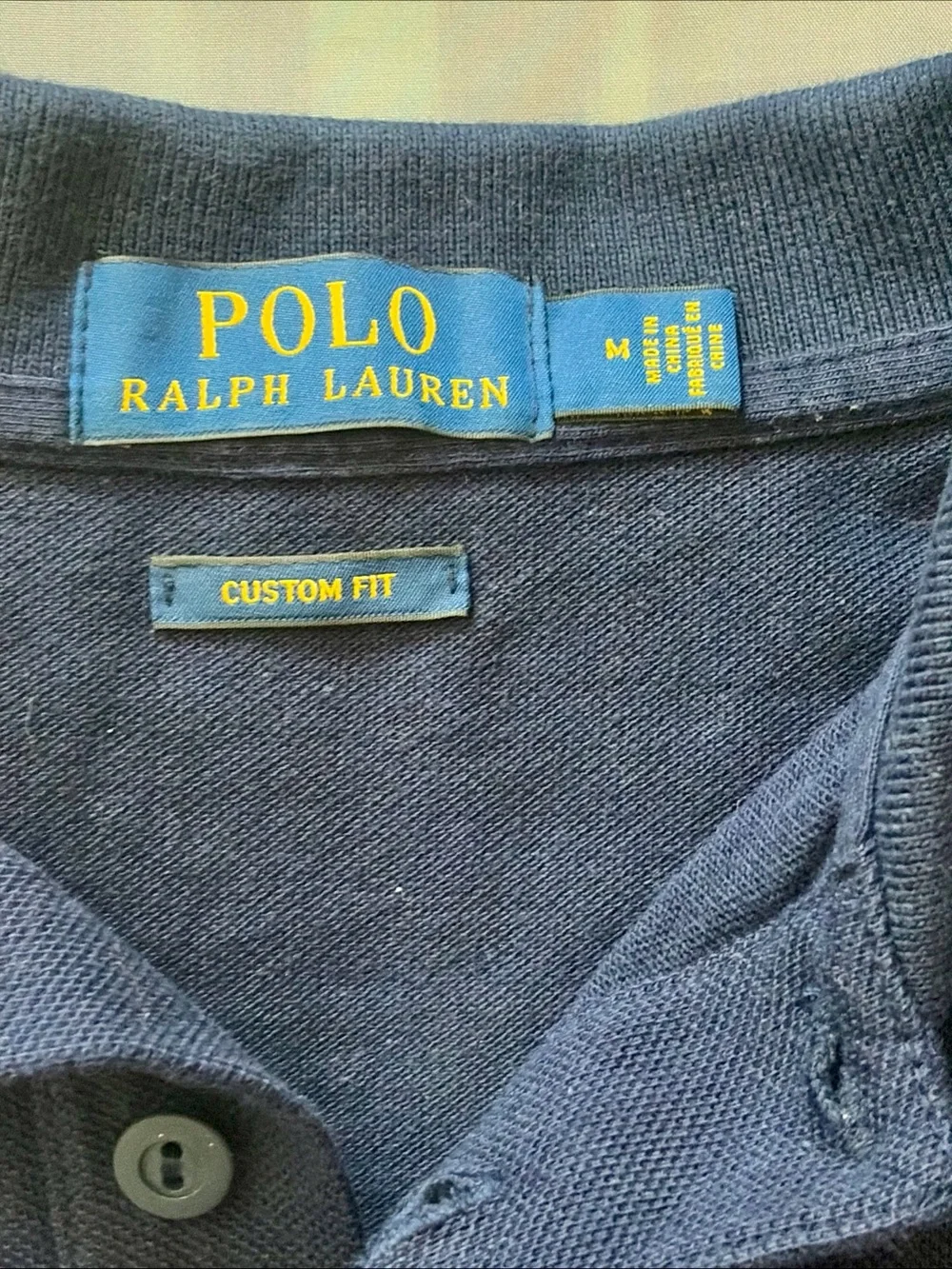 Polo Ralph Lauren USA 16 Big Pony Polo Shirt Navy Blue Men's M Custom Fit Flag